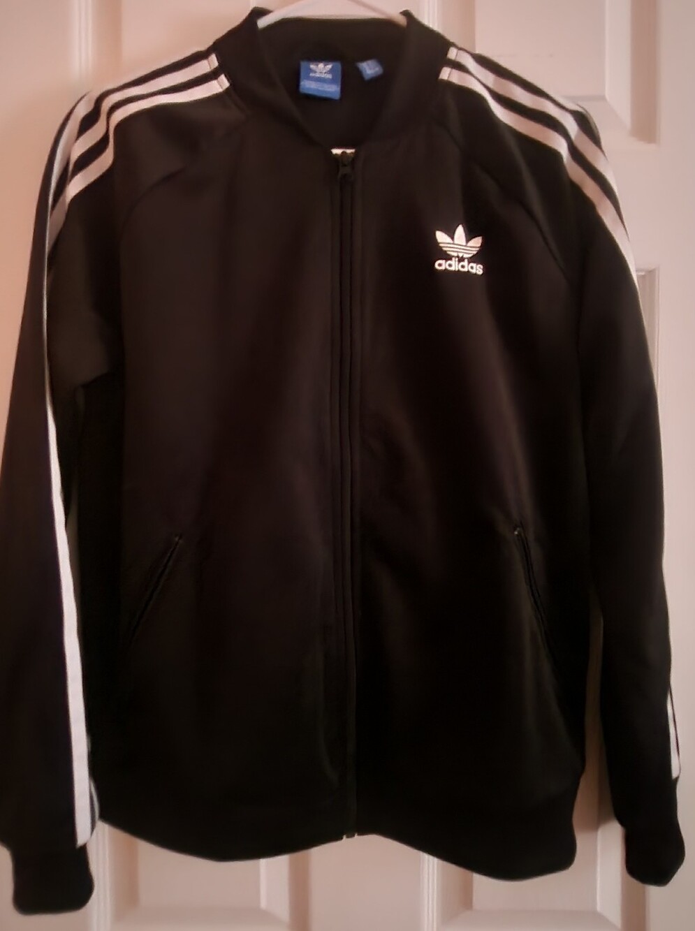 adidas Black Track Jacket with White Three-Stripes